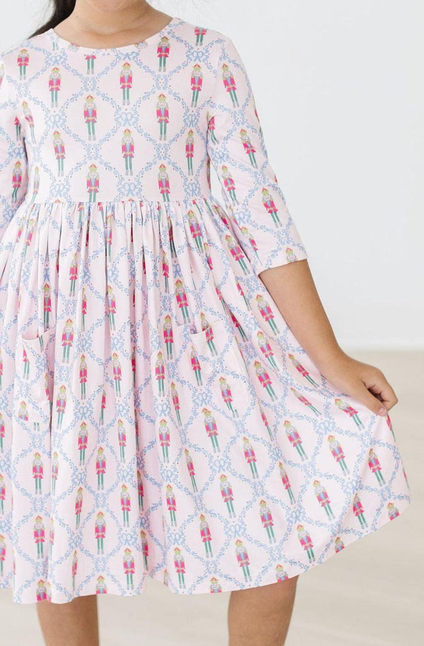 pink-nutcracker-3-4-sleeve-pocket-twirl-dress Mila & Rose - Sophia's StyleTwirl Pocket Dress 3/4-1